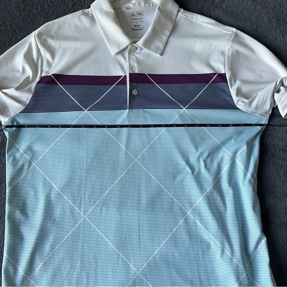 🔥adidas White and Blue Polo with Purple Accents